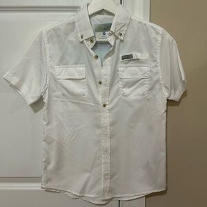 Ocean + Coast boys fishing shirt, Size M, white button down